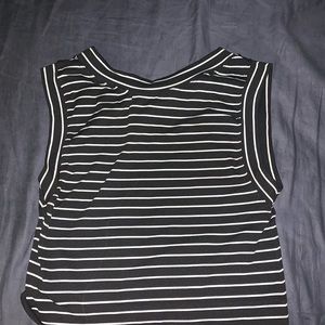 Striped crop top tee shirt.
